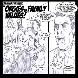 Invisible Sex Maniac - Orgies Vs Family Values - page 1