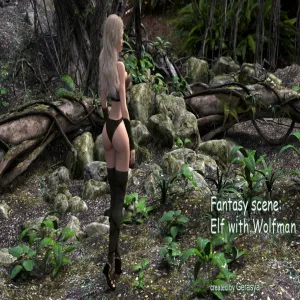 Fantasy Scene - Elf With Wolfman - page 1